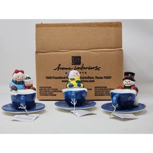 New Home Interiors Set Of 3 Snowmen Tea Light Candle Holders In‎ Original Box